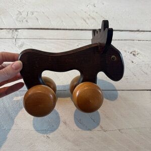 Vintage Wooden Moose Toy